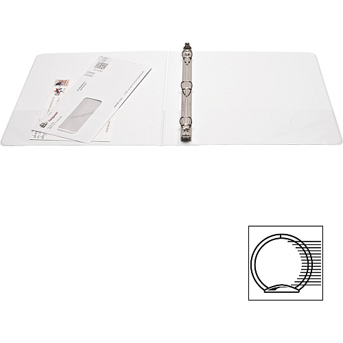 Business Source Round-ring View Binder 1/2" Binder Capacity - Letter - 8 1/2" x 11" Sheet Size - 125 Sheet Capacity - Fastener(s): Round Ring - Pocket(s): 2, Internal - Polypropylene - White - Sturdy, Non-glare, Exposed Rivet, Durable, Wrinkl (BSN09951BD)