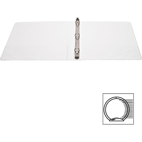 Business Source Round-ring View Binder 1/2" Binder Capacity - Letter - 8 1/2" x 11" Sheet Size - 125 Sheet Capacity - Fastener(s): Round Ring - Pocket(s): 2, Internal - Polypropylene - White - Sturdy, Non-glare, Exposed Rivet, Durable, Wrinkl (BSN09951BD)