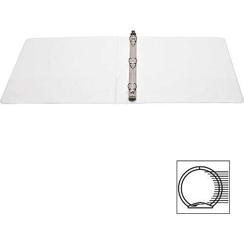 Business Source Round-ring View Binder 1/2" Binder Capacity - Letter - 8 1/2" x 11" Sheet Size - 125 Sheet Capacity - Fastener(s): Round Ring - Pocket(s): 2, Internal - Polypropylene - White - Sturdy, Non-glare, Exposed Rivet, Durable, Wrinkl (BSN09951BD)