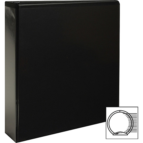 Business Source Round-ring View Binder 2" Binder Capacity - Letter - 8 1/2" x 11" Sheet Size - 475 Sheet Capacity - Fastener(s): Round Ring - Pocket(s): 2, Internal - Polypropylene - Black - Wrinkle-free, Gap-free Ring, Clear Overlay, Non Loc (BSN09956BD)