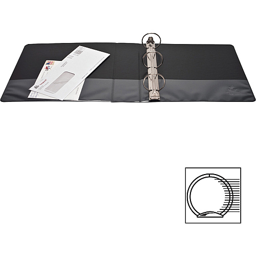 Business Source Round-ring View Binder 2" Binder Capacity - Letter - 8 1/2" x 11" Sheet Size - 475 Sheet Capacity - Fastener(s): Round Ring - Pocket(s): 2, Internal - Polypropylene - Black - Wrinkle-free, Gap-free Ring, Clear Overlay, Non Loc (BSN09956BD)