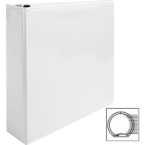 Business Source Round-ring View Binder 2" Binder Capacity - Letter - 8 1/2" x 11" Sheet Size - 475 Sheet Capacity - Fastener(s): Round Ring - Pocket(s): 2, Internal - Polypropylene - White - Wrinkle-free, Gap-free Ring, Clear Overlay, Non Loc (BSN09957BD)