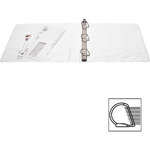 Business Source Basic D-Ring View Binders 1" Binder Capacity - Letter - 8 1/2" x 11" Sheet Size - 240 Sheet Capacity - 3 Ring(s) - Fastener(s): Slant D-Ring - Pocket(s): Internal - Polypropylene - White - Sturdy, Clear Overlay, Spine Label, N (BSN28440BD)