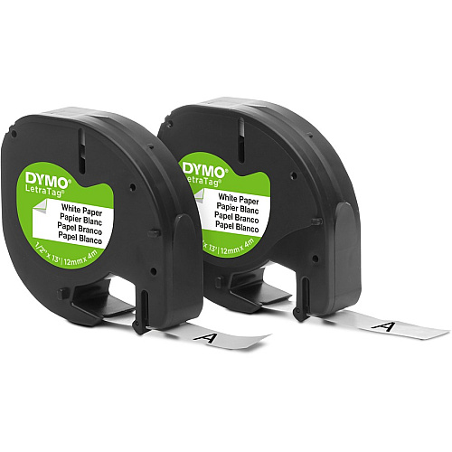Dymo LetraTag Electronic Labelmaker Tape 1/2" Width - Direct Thermal - White - Paper - Easy Peel - 2/Pack - 3 / Box (10697BX)