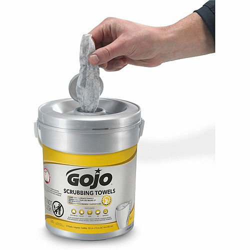 Gojo&reg; Scrubbing Towels 10.50" Width x 13" Length - White - 72/Tub - 6 / Carton (639606CT)