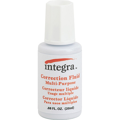 Integra Multipurpose Correction Fluid Brush Applicator - 22 mL - White - 10 / Box (01539BX)
