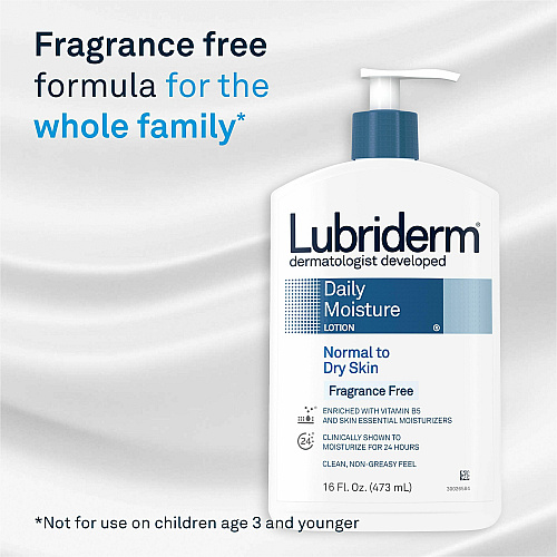 Lubriderm Daily Moisture Lotion Lotion - 16 fl oz - For Dry Skin - Applicable on Body - Body, Face - Moisturising, Fragrance-free, Absorbs Quickly, Lightweight, Paraben-free, Phthalates-free, Dye-free - 12 / Carton (48323CT)