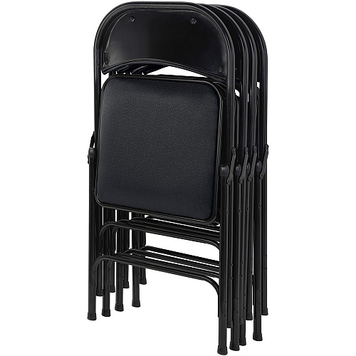 Lorell Padded Folding Chairs Black Seat Color - Fabric Seat Material - Black Back Color - Fabric Back Material - Powder Coated Frame Color - Steel Frame Material - 4 / Carton (LLR62532)