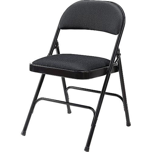 Lorell Padded Folding Chairs Black Seat Color - Fabric Seat Material - Black Back Color - Fabric Back Material - Powder Coated Frame Color - Steel Frame Material - 4 / Carton (LLR62532)