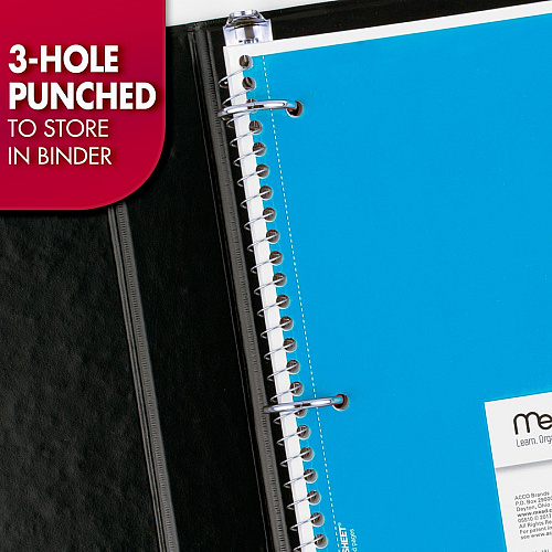 Mead Wide Ruled 1-Subject Notebooks 70 Sheets - Spiral - Wide Ruled Front Ruling - 8" x 10 1/2" Sheet Size - White Paper - Assorted Cover - Hole-punched, Micro Perforated - 6 / Bundle (05510BD)