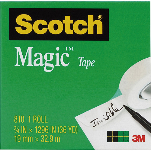 Scotch 3/4"W Magic Tape 36 yd Length x 0.75" Width - 1" Core - Matte - Clear - Split Resistant, Tear Resistant - For Mending, Splicing - 12 / Pack (810341296PK)