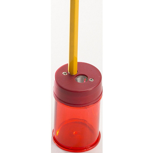Officemate Double Barrel Pencil/Crayon Sharpener 2 Hole(s) - 2.1" Height x 1.4" Width x 1.4" Depth - Translucent Red - 8 / Box (30240BX)