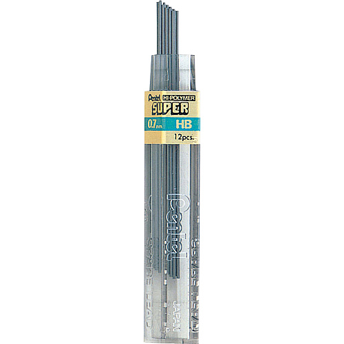 Pentel Super Hi-Polymer Leads 0.7 mm , Medium Point - HB - Black Lead - 12/Tube - 12 / Box (50HBBX)