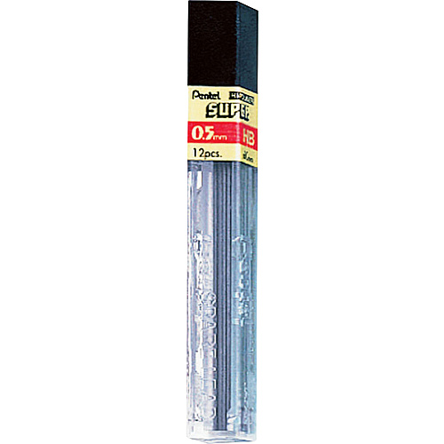 Pentel Super Hi-Polymer Leads 0.5 mm , Fine Point - HB - Black Lead - 12/Tube - 12 / Box (C505HBBX)