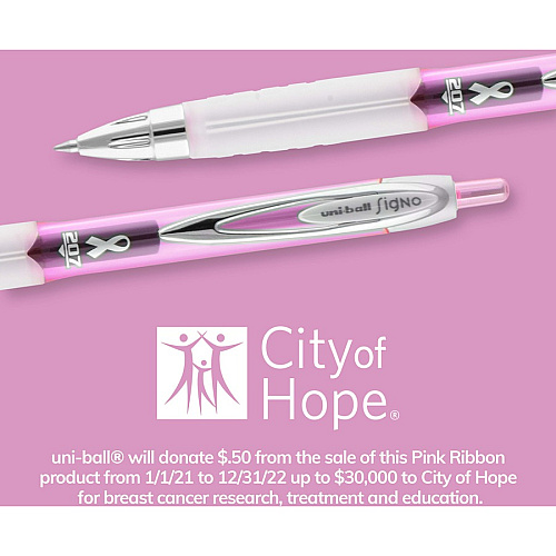 uni-ball uniball&trade; 207 Pink Ribbon Gel Pens 0.7 mm Pen Point - Refillable - Retractable - Black Ink - Gel-based - Pink, Black Barrel - 12 / Box (1745267BX)