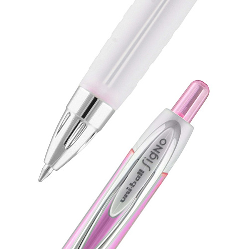 uni-ball uniball&trade; 207 Pink Ribbon Gel Pens 0.7 mm Pen Point - Refillable - Retractable - Black Ink - Gel-based - Pink, Black Barrel - 12 / Box (1745267BX)