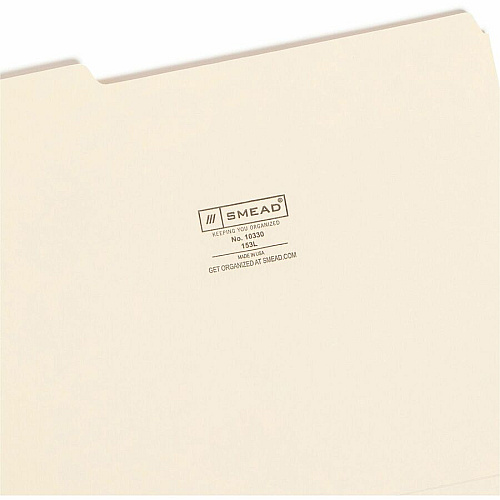 Smead 1/3 Tab Cut Letter Recycled Top Tab File Folder 8 1/2" x 11" - 3/4" Expansion - Top Tab Location - Assorted Tab Position - 11 pt. - 1 Plys - Manila - Sturdy - 10% Recycled - 100/Box - 5 / Carton (10330CT)