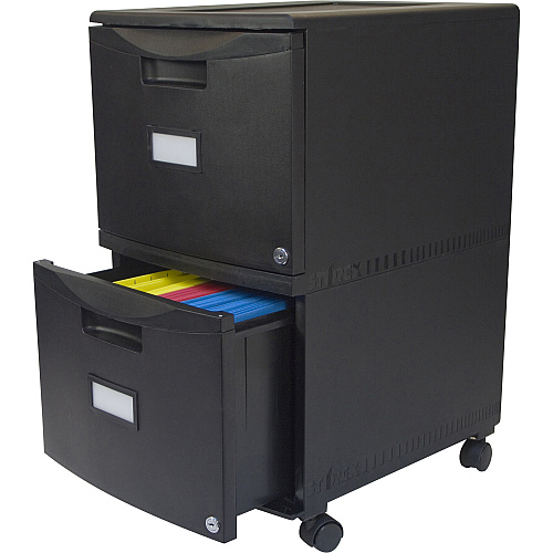 Storex 2-Drawer Locking Mobile Filing Cabinet 15.5" Width x 18.5" Depth x 26.3" Height - 2 x Drawer(s) for File - Letter, Legal - Lightweight, Stackable, Moisture Resistant, Rust Resistant, Lockable, Durable, Label Holder, Locking Casters, Den (61312U01C)