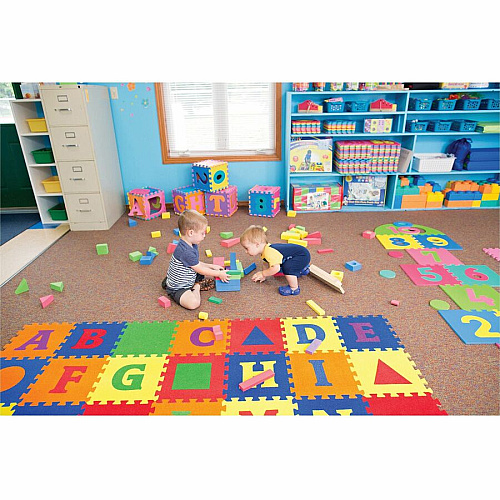 Creativity Street WonderFoam Alphabet Carpet Tiles 12" Length x 12" Width - Square - Assorted - Foam (AC4353)