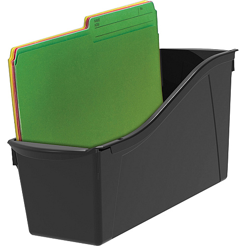 Storex Book Bins 7" Height x 5.30" Width x 14.30" Length - Sturdy - Black - Plastic - 6 / Carton (70109U06C)