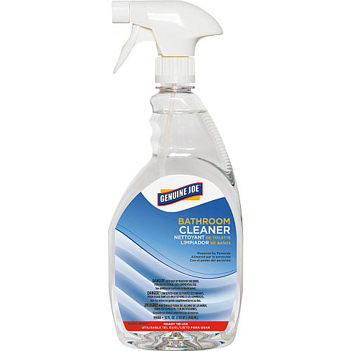 Genuine Joe Peroxide-Powered Bathroom Cleaner Ready-To-Use - 32 fl oz (1 quart) - Recommended For: Soap Scum Remover - Clear - 6 / Carton (GJO99668CT)