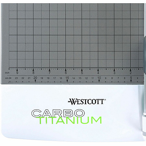 Westcott CarboTitanium Rotary Trimmer CarboTitanium Blade - 12" Cutting Length - 3" Height x 12.1" Width x 19.3" Length - Multi-position Push Button - White, Green - 1 Each (16718)