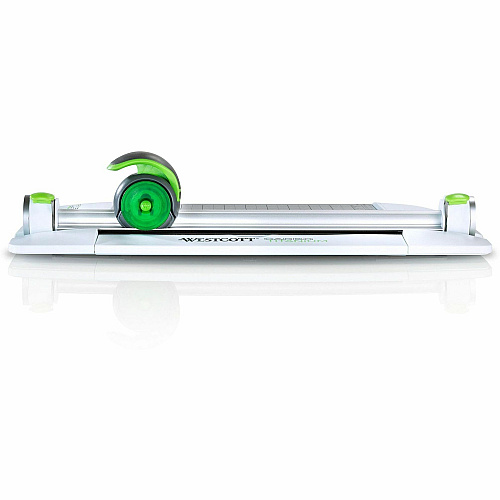 Westcott CarboTitanium Rotary Trimmer CarboTitanium Blade - 12" Cutting Length - 3" Height x 12.1" Width x 19.3" Length - Multi-position Push Button - White, Green - 1 Each (16718)