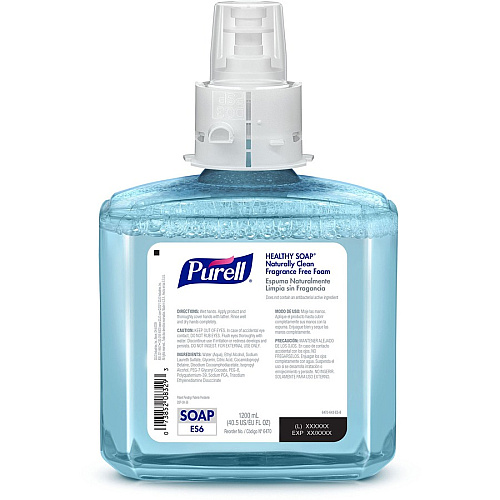 PURELL&reg; ES6 CRT HEALTHY SOAP&trade; Naturally Clean Fragrance Free Foam Fragrance-free Scent - 1.27 quart - Dirt Remover, Kill Germs - Skin - Antibacterial - Blue - Fragrance-free, Preservative-free, Paraben-free, Phthalate-free, Dye-free, Bi (647002)