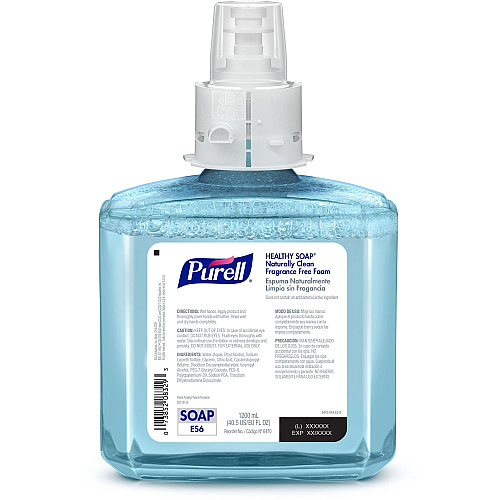 PURELL&reg; ES6 CRT HEALTHY SOAP&trade; Naturally Clean Fragrance Free Foam Fragrance-free Scent - 1.27 quart - Dirt Remover, Kill Germs - Skin - Antibacterial - Blue - Fragrance-free, Preservative-free, Paraben-free, Phthalate-free, Dye-free, Bi (647002)
