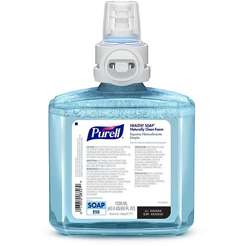 PURELL&reg; ES6 CRT HEALTHY SOAP&trade; Naturally Clean Foam Naturally Clean Scent - 1.27 quart - Dirt Remover, Kill Germs - Skin - Antibacterial - Blue - Preservative-free, Paraben-free, Phthalate-free, Dye-free, Bio-based, Quick Rinse - 2 / Car (647102)