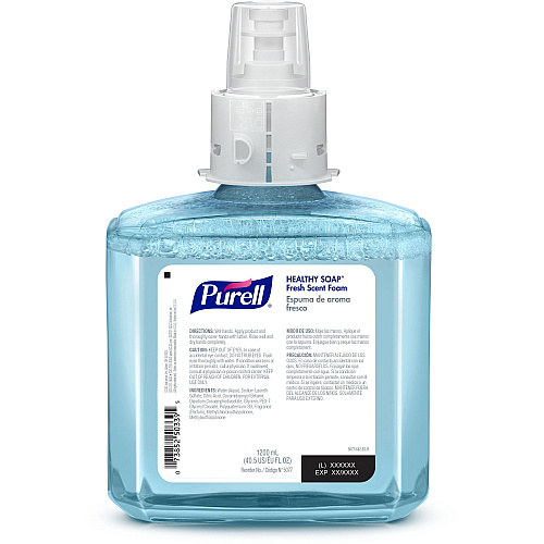 PURELL&reg; HEALTHY SOAP&trade; ES4 Fresh Scent Foam Refill Fresh Scent - 1.27 quart - Dirt Remover, Kill Germs - Hand, Skin - Moisturizing - Blue - Dye-free, Pleasant Scent, Bio-based, Phthalate-free, Paraben-free, Triclosan-free - 2 / Carton (507702)