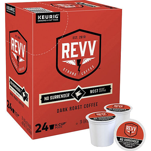 revv&reg; K-Cup No Surrender Coffee Compatible with Keurig Brewer - Dark - K-Cup, Pod - Kosher - 24 / Pack (196924)