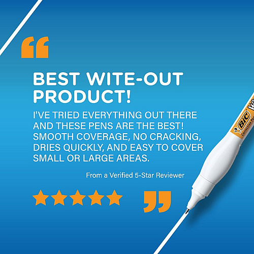 Wite-Out Shake n' Squeeze Correction Pens Tip Applicator - 8 mL - White - 6 / Box (WOSQPP11BX)
