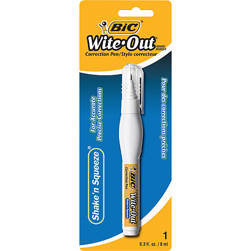 Wite-Out Shake n' Squeeze Correction Pens Tip Applicator - 8 mL - White - 6 / Box (WOSQPP11BX)
