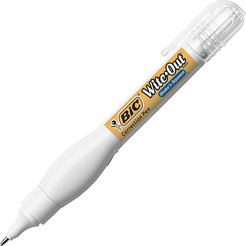 Wite-Out Shake n' Squeeze Correction Pens Tip Applicator - 8 mL - White - 6 / Box (WOSQPP11BX)