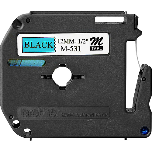 Brother P-touch Nonlaminated M Series Tape Cartridge 1/2" Width x 26 1/5 ft Length - Rectangle - Blue, Black - Non-laminated, Self-adhesive - 3 / Bundle (M531BD)