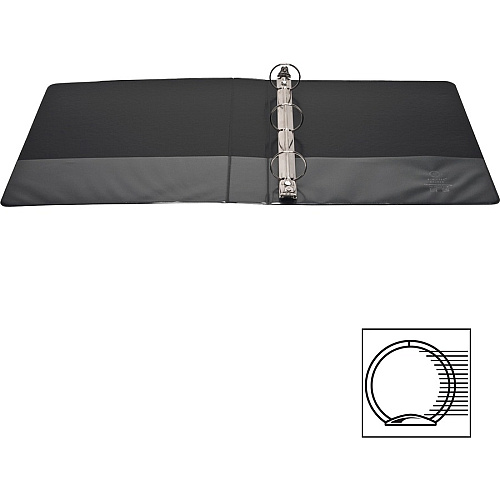 Business Source Round Ring View Binder 1 1/2" Binder Capacity - Letter - 8 1/2" x 11" Sheet Size - 350 Sheet Capacity - Fastener(s): Round Ring - Pocket(s): 2, Internal - Chipboard, Polypropylene - Black - Wrinkle-free, Gap-free Ring, Clear O (BSN09954BD)