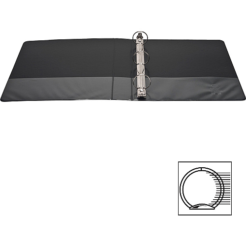 Business Source Round Ring View Binder 1 1/2" Binder Capacity - Letter - 8 1/2" x 11" Sheet Size - 350 Sheet Capacity - Fastener(s): Round Ring - Pocket(s): 2, Internal - Chipboard, Polypropylene - Black - Wrinkle-free, Gap-free Ring, Clear O (BSN09954BD)