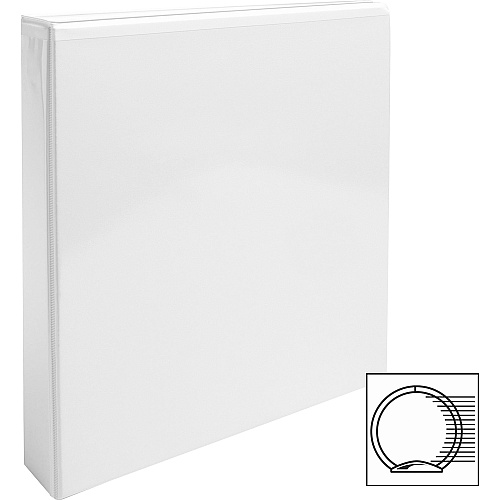Business Source Round Ring View Binder 1 1/2" Binder Capacity - Letter - 8 1/2" x 11" Sheet Size - 350 Sheet Capacity - Fastener(s): Round Ring - Pocket(s): 2, Internal - Chipboard, Polypropylene - White - Wrinkle-free, Gap-free Ring, Clear O (BSN09955BD)