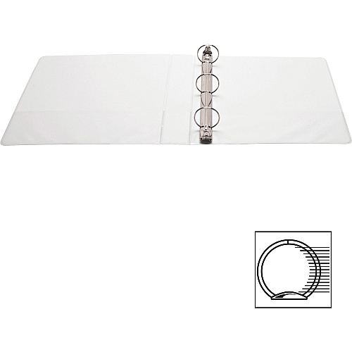 Business Source Round Ring View Binder 1 1/2" Binder Capacity - Letter - 8 1/2" x 11" Sheet Size - 350 Sheet Capacity - Fastener(s): Round Ring - Pocket(s): 2, Internal - Chipboard, Polypropylene - White - Wrinkle-free, Gap-free Ring, Clear O (BSN09955BD)