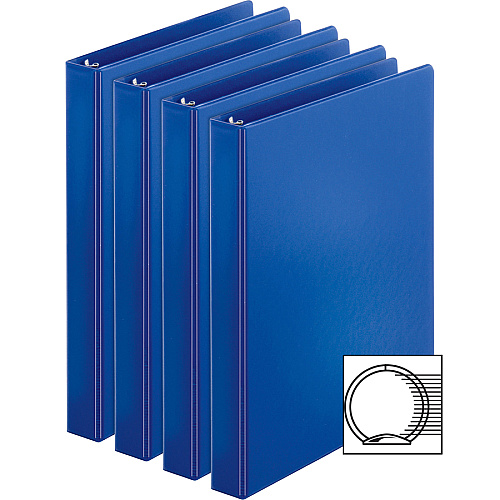 Business Source Basic Round Ring Binder 1" Binder Capacity - Letter - 8 1/2" x 11" Sheet Size - 225 Sheet Capacity - 3 Ring(s) - Fastener(s): Round Ring - Pocket(s): Inside Front & Back - Chipboard, Polypropylene - Dark Blue - 12.80 oz - Stur (BSN09975BD)