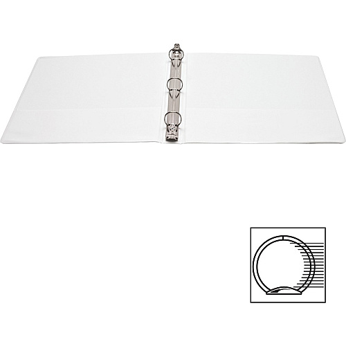 Business Source Standard View Round Ring Binders 1" Binder Capacity - Letter - 8 1/2" x 11" Sheet Size - 225 Sheet Capacity - 3 x Round Ring Fastener(s) - 2 Internal Pocket(s) - Chipboard - White - 8 oz - Concealed Rivet, Non Locking Mechanis (BSN09981BD)