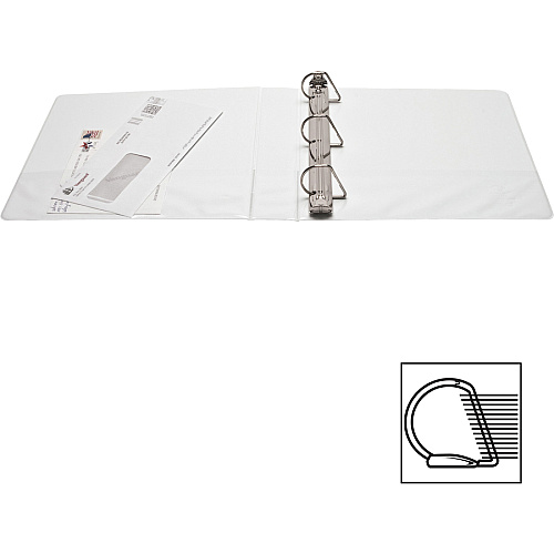 Business Source Basic D-Ring View Binders 1 1/2" Binder Capacity - Letter - 8 1/2" x 11" Sheet Size - 375 Sheet Capacity - 3 Ring(s) - Fastener(s): Slant D-Ring - Pocket(s): Internal - Chipboard, Polypropylene - White - Clear Overlay, Non-gla (BSN28441BD)