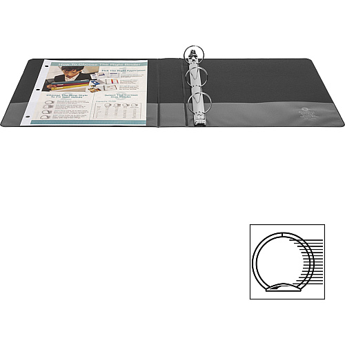 Business Source Basic Round Ring Binders 1 1/2" Binder Capacity - Letter - 8 1/2" x 11" Sheet Size - 350 Sheet Capacity - 3 Ring(s) - Fastener(s): Round Ring - Pocket(s): Internal - Chipboard, Polypropylene - Black - Exposed Rivet, Sturdy - 4 (BSN28552BD)