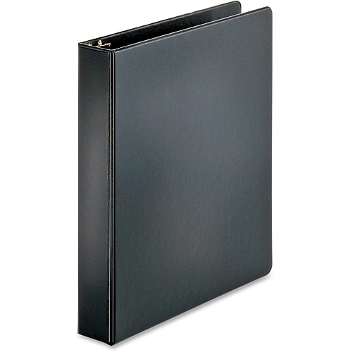 Business Source Basic Round Ring Binders 1 1/2" Binder Capacity - Letter - 8 1/2" x 11" Sheet Size - 350 Sheet Capacity - 3 Ring(s) - Fastener(s): Round Ring - Pocket(s): Internal - Chipboard, Polypropylene - Black - Exposed Rivet, Sturdy - 4 (BSN28552BD)