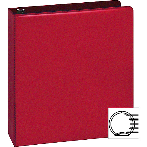 Business Source Basic Round Ring Binders 1 1/2" Binder Capacity - Letter - 8 1/2" x 11" Sheet Size - 350 Sheet Capacity - 3 x Round Ring Fastener(s) - Internal Pocket(s) - Chipboard, Polypropylene - Red - 1.02 lb - Exposed Rivet, Sturdy - 4 / (BSN28553BD)