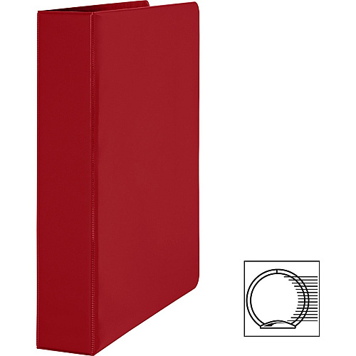 Business Source Basic Round Ring Binders 1 1/2" Binder Capacity - Letter - 8 1/2" x 11" Sheet Size - 350 Sheet Capacity - 3 x Round Ring Fastener(s) - Internal Pocket(s) - Chipboard, Polypropylene - Red - 1.02 lb - Exposed Rivet, Sturdy - 4 / (BSN28553BD)