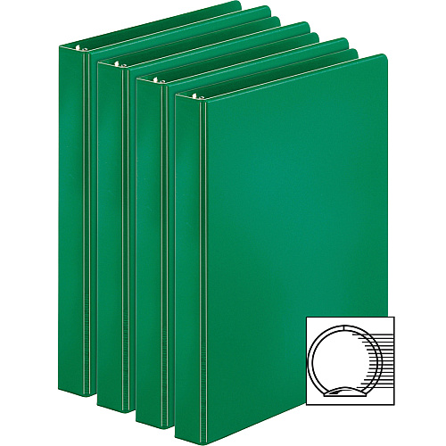 Business Source Basic Round Ring Binders 1" Binder Capacity - Letter - 8 1/2" x 11" Sheet Size - 225 Sheet Capacity - 3 Ring(s) - Fastener(s): Round Ring - Pocket(s): Inside Front & Back - Chipboard, Polypropylene - Green - Exposed Rivet, Stu (BSN28556BD)