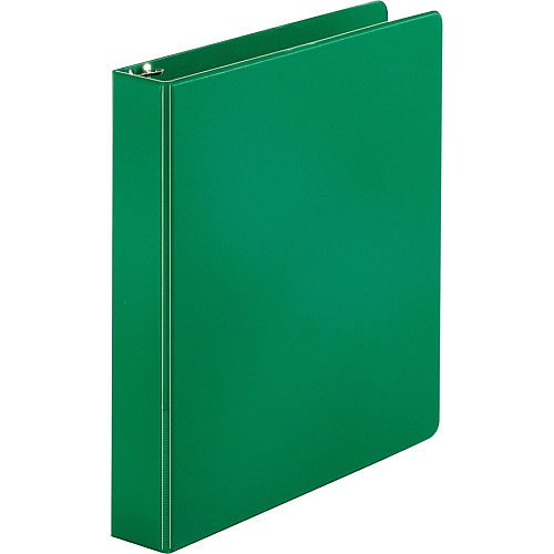 Business Source Basic Round Ring Binders 1 1/2" Binder Capacity - Letter - 8 1/2" x 11" Sheet Size - 350 Sheet Capacity - 3 x Round Ring Fastener(s) - Inside Front & Back Pocket(s) - Chipboard, Polypropylene - Green - Exposed Rivet, Sturdy, O (BSN28557BD)