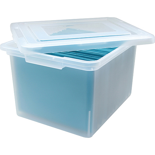 Lorell Stacking File Boxes External Dimensions: 14.2" Width x 18" Depth x 10.8" Height - Media Size Supported: Letter, Legal - Interlocking Closure - Stackable - Plastic - Clear - For File - 4 / Carton (LLR68925CT)